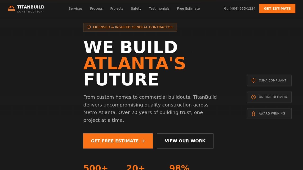 Construction website template
