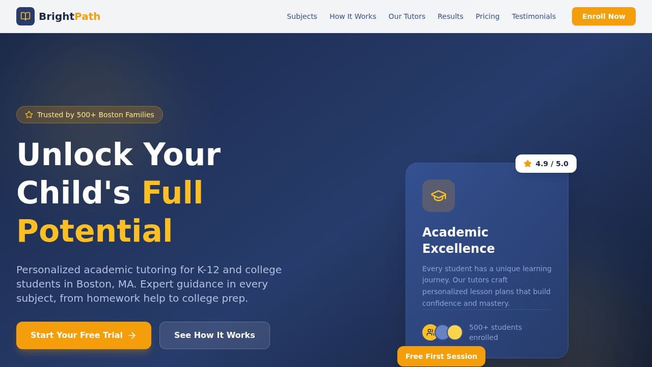 Tutoring website template