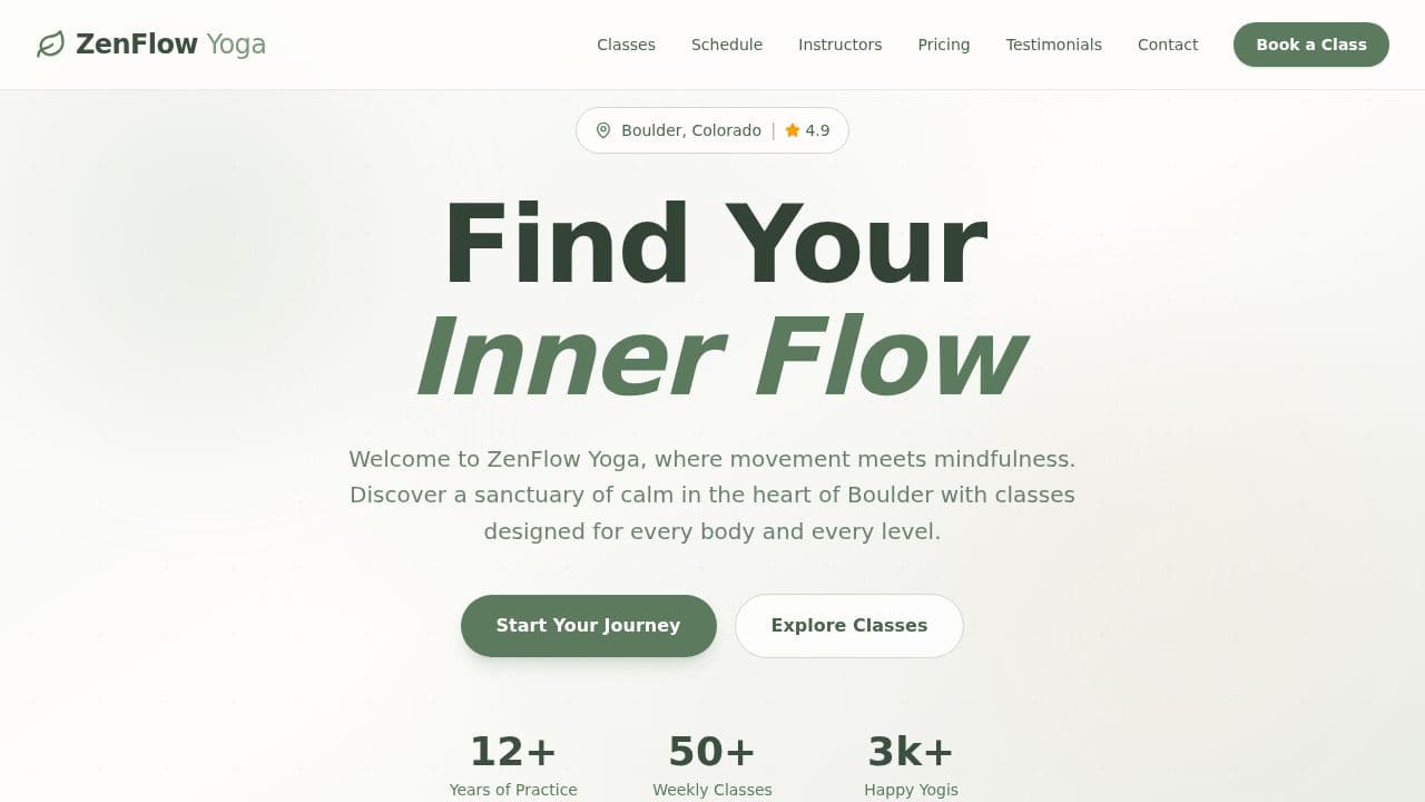 Yoga Studio website template